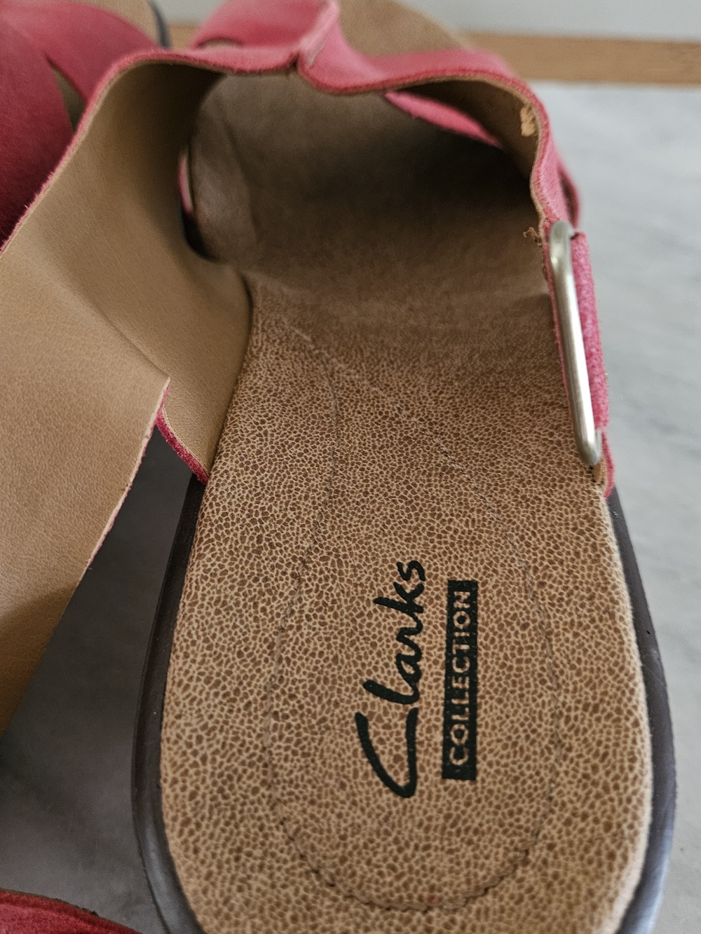 Women’s Clarks Red Cork Wedge Sandals - Picture 9 of 13